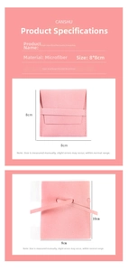 Pink microfiber jewelry pouch options in various colors and sizes for rings and necklaces
