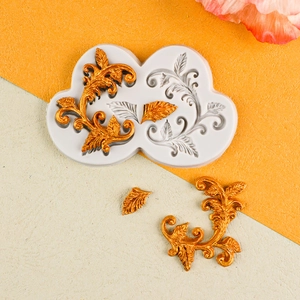 Moule en silicone vintage rinceaux de feuilles pour décorations de gâteaux et fondant