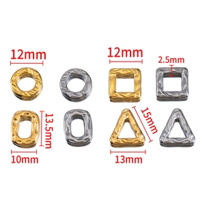 Textured stainless steel geometric charms in gold and silver finish for DIY jewelry
