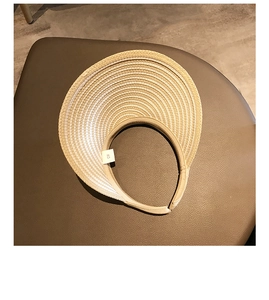 Detailed close-up of woven straw texture and fine craftsmanship on the sun visor hat