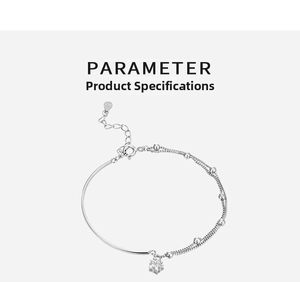 Detail view of S925 silver half-bangle half-chain bracelet with star pendant