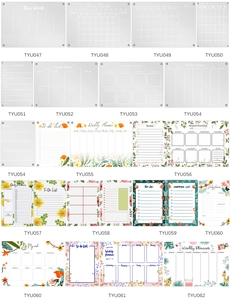 Catalog of magnetic acrylic weekly planners and memo boards with diverse floral designs
