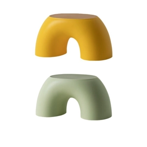 Nordic style stackable rainbow plastic stools in yellow and green for home living room