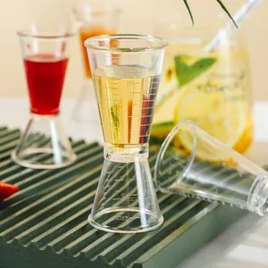 Double Jigger Measuring Cup Stainless Steel Plastic Clear Scale Bartending Tool Home Bar Cocktail Drink Accessory