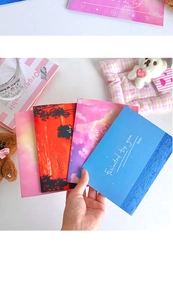 Set of 4 creative 3D greeting cards featuring sunset and ocean scenery designs