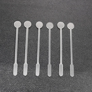 Detailed view of 6-piece clear dual-head mixing spatulas for DIY resin crafting
