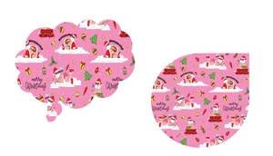 Funny Santa Claus seamless pattern with Merry Christmas text on pink background