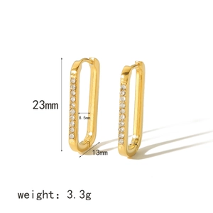 Orecchini a cerchio geometrici in acciaio inossidabile placcato oro 18K con zirconi