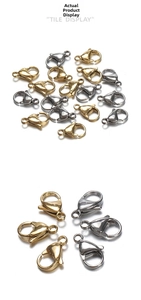 Detailed view of 18k gold and silver stainless steel lobster clasps for DIY jewelry making
