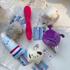 Kawaii Tooth Toothpaste Toothbrush Shape Plush Keychain Soft Stuffed Bag Charm Dental Theme Cartoon Pendant Accessory
