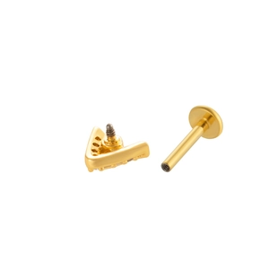 Piercing labret a forma di V in acciaio inossidabile dorato con retro piatto per labbra e orecchie