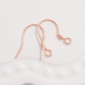 Macro shot of rose gold plated 925 sterling silver fish hook earrings DIY components
