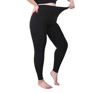 Leggings termici neri taglie forti ad alta elasticità con vita alta elasticizzata