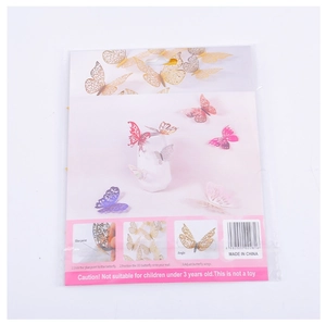 Detailed installation guide and packaging back for 3D hollow butterfly wall stickers
