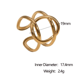 Classic 18k gold plated stainless steel hollow cross ring with product dimensions and weight