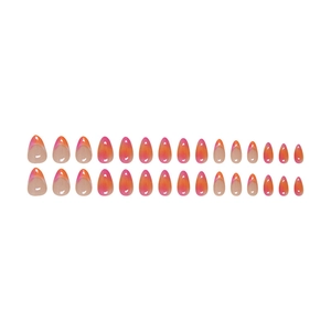 Orange pink gradient almond fake nails set with 30 pieces of French press-on tips