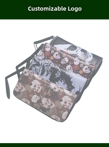 Detail of vintage skull print leather wallets with large capacity zipper and wrist strap