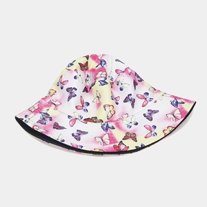 Reversible tie-dye bucket hat with colorful butterfly print for outdoor sun protection