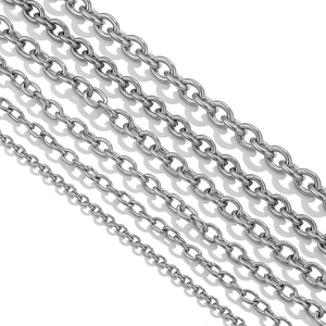 Silver stainless steel cross chains in five sizes for DIY jewelry and necklace making
