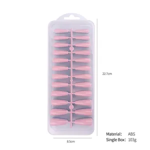 24-piece set of pink long ballerina fake nails in professional ABS storage case