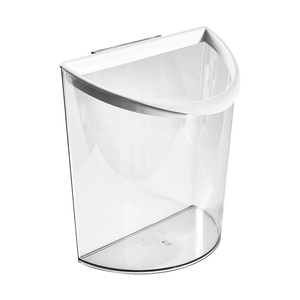 Minimalist wall-mounted transparent plastic trash can with white rim for kitchen