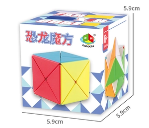 Detailed dimensions of 5.9cm multicolor dinosaur shape magic cube puzzle toy