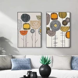 Modern Nordic abstract geometric leaf art prints with minimalist botanical design