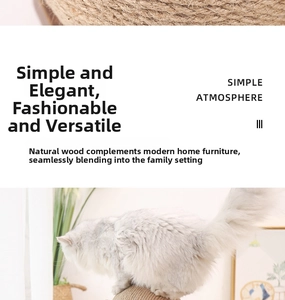Detail of durable sisal rope texture and natural wood cat scratching post with base