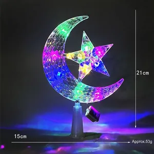 Transparent star and moon LED tree topper with dimensions 21cm by 15cm and 53g weight