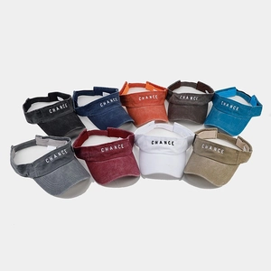 Collection of nine colorful cotton visors featuring white CHANCE embroidery detail