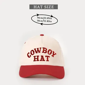 Size chart showing adjustable 56-58cm head circumference for the COWBOY embroidered hat