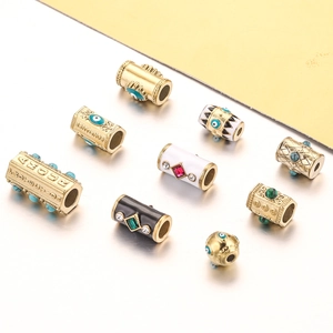 Golden stainless steel evil eye beads with colorful enamel and engraved confidence and amour