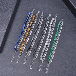 Collection de bracelets pour hommes en pierre œil de tigre naturelle et acier inoxydable
