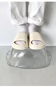 Close-up of durable cream platform slide showing heavy-duty load-bearing capacity
