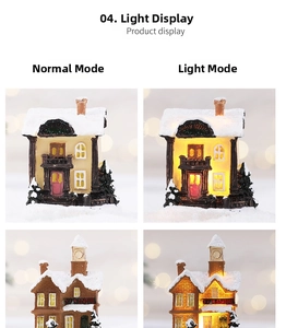 Detailed comparison of illuminated and standard LED Christmas miniature house ornaments