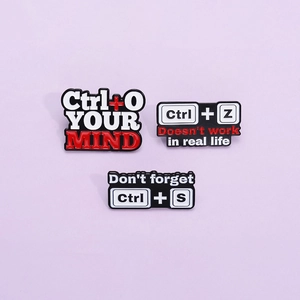 Alloy Enamel Pin Badge Computer Shortcut Key Ctrl Z Ctrl O Ctrl S Creative Programmer Geek Gift Brooch Accessory For Clothing Bags