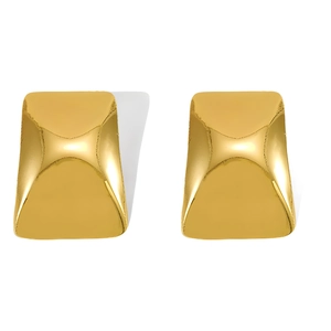 Boucles d'oreilles rectangulaires géométriques en acier titane plaqué or 18 carats