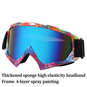 Ski Goggles TPU Frame PC Lens UV Protection Windproof OTG For Men Women Outdoor Snowboard Sports Adjustable Strap Graffiti