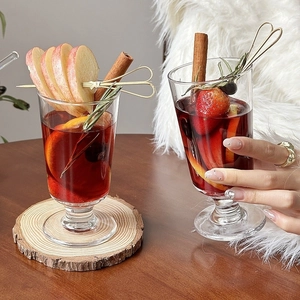 Transparent Glass Wine Goblet For Winter Mulled Wine And Cocktails Minimalist High Aesthetic Drinking Glass Cup Elegant Stemware