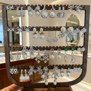 Vintage Artificial Pearl Zirconia Earrings For Women Alloy Crystal Studs With 925 Sterling Silver Earring Post Elegant Niche