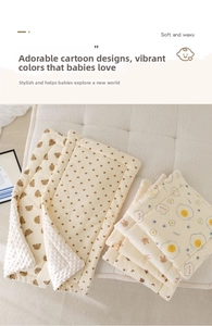 Detail of baby stroller cushion with cute bear pattern and soft 3D minky dot fabric