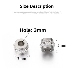 Details zu 7x5mm Edelstahl-Abstandsperle mit 3mm Loch und funkelnden Strasssteinen