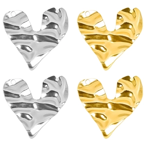 Heart Pendant Stainless Steel Irregular Crinkled Texture Hammered Surface Vintage For DIY Jewelry Making Crafting Elegant