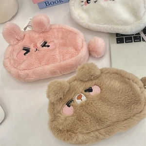 Cute plush pencil case set featuring 3D animal designs for student stationery storage