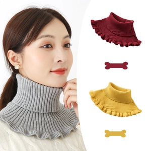 Bufanda de Cuello Dickey de Punto Cálida de Invierno para Mujer Cuello Alto Acanalado con Volantes Calentador de Cuello