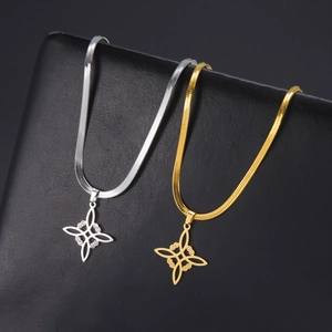 Collane con nodo della strega in acciaio inossidabile oro e argento con catena snake