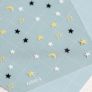 5D ultra-thin 3D animal and star nail art stickers with moon patterns on grid backing