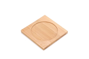 Square bamboo coaster with circular groove for DIY mosaic and succulent pots