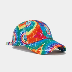 Rainbow tie-dye baseball cap for summer beach vacations with a classic curved brim design