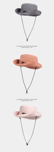 Three-tier display of quick-dry outdoor sun hats with wide brims and adjustable drawstrings